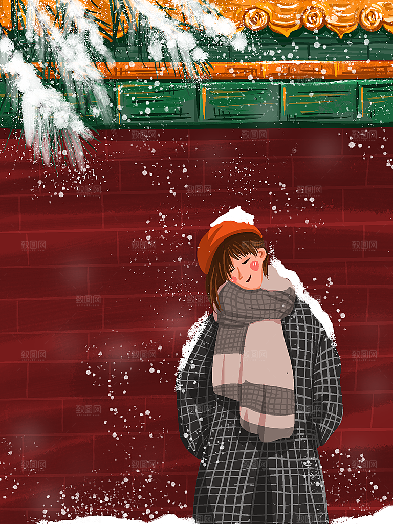 大雪节气简约大气海报