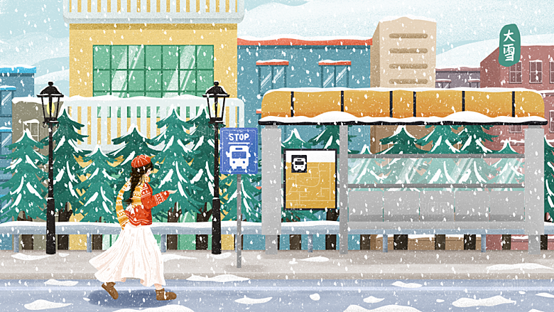 大雪节气简约大气海报