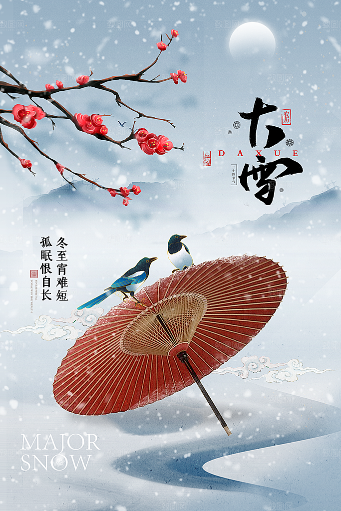 大雪节气简约大气海报