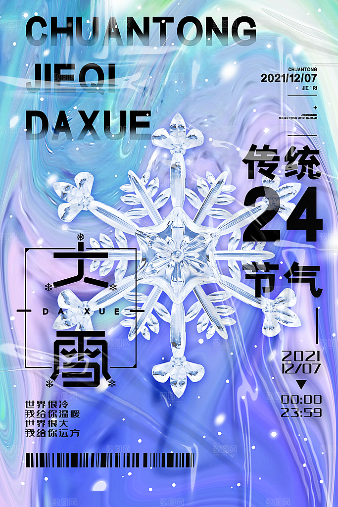大雪节气简约大气海报