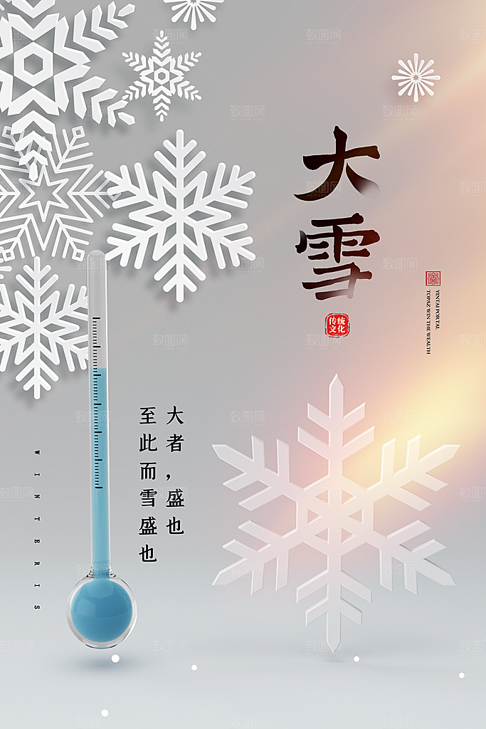 大雪节气简约大气海报