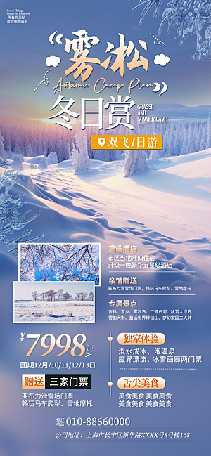 冬季滑雪旅游度假宣传海报