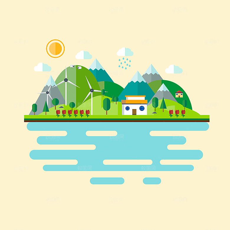 自然风光景色四季植物海洋森林花园建筑素材