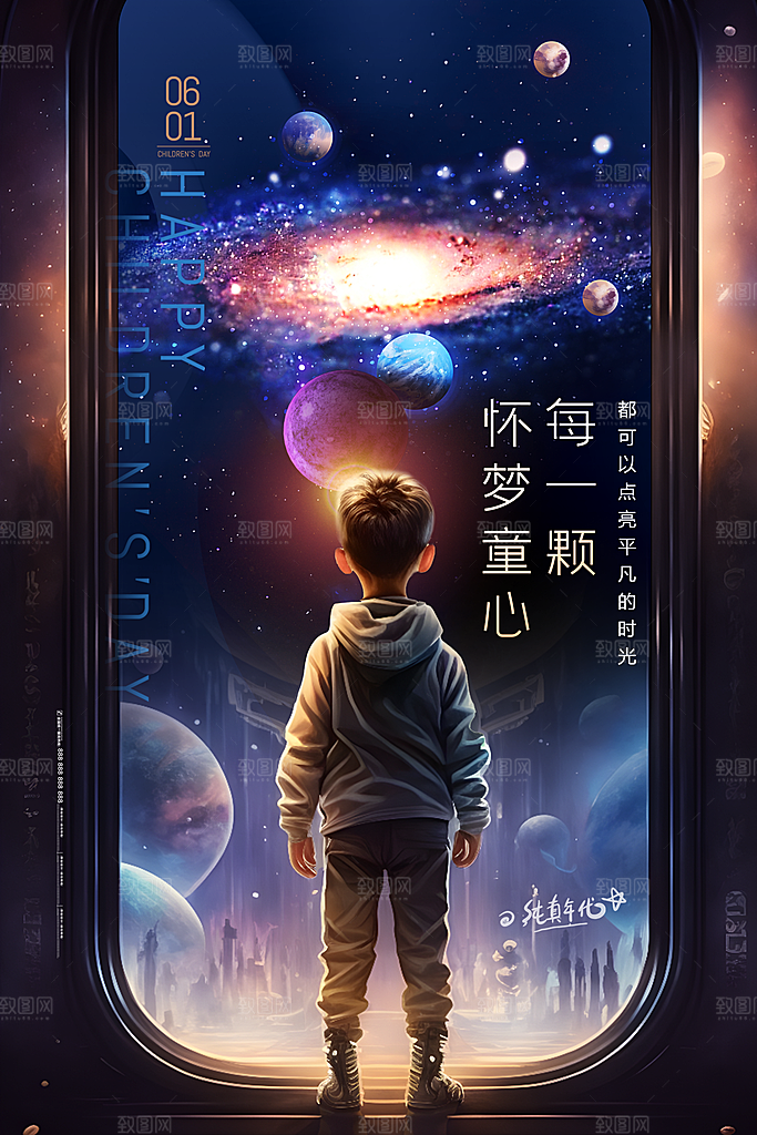 航天日银河星空宇航员插画海报