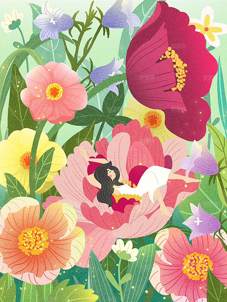 传统节气春分海报插画模版