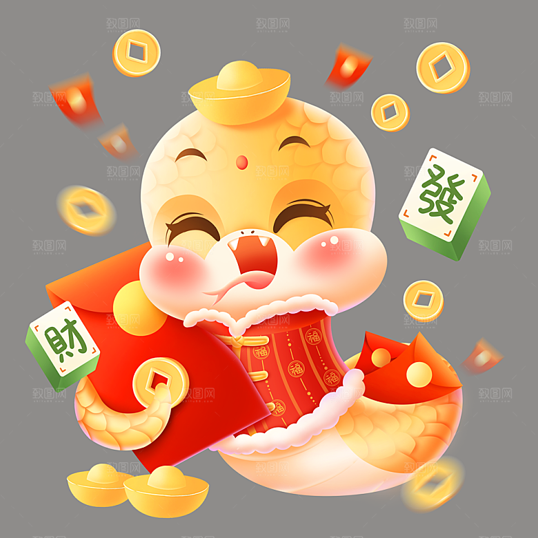 卡通蛇蛇年吉祥物蛇年IP