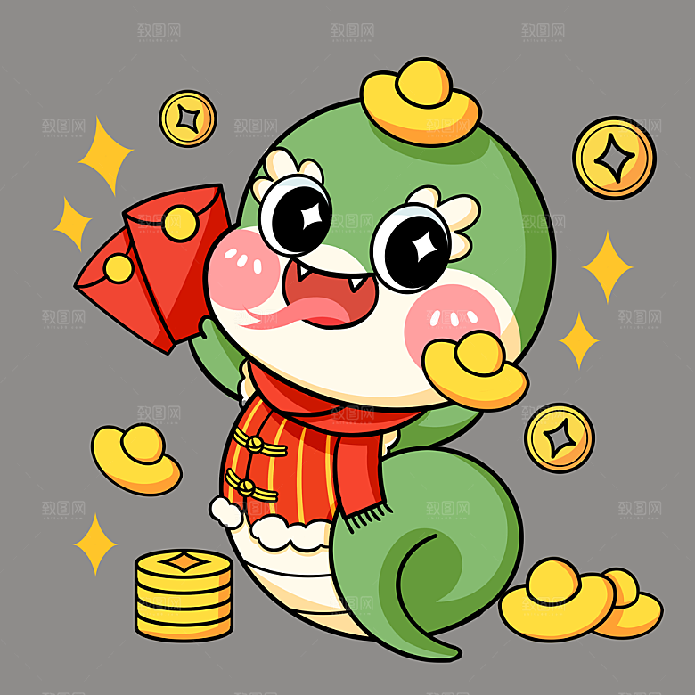 蛇年吉祥物蛇年IP卡通蛇