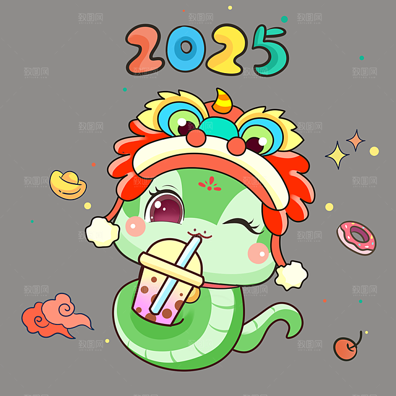 蛇年吉祥物蛇年IP卡通蛇