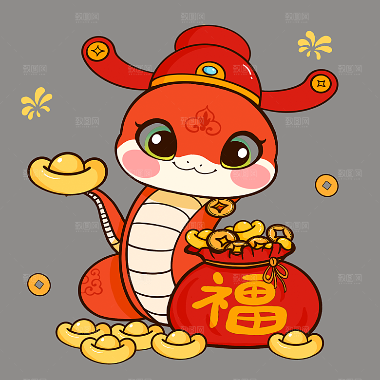 蛇年IP卡通蛇蛇年吉祥物
