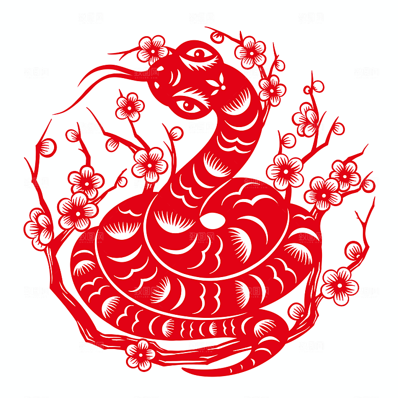 蛇年剪纸蛇年窗花蛇图案