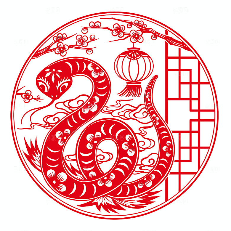 蛇年剪纸蛇年窗花蛇图案