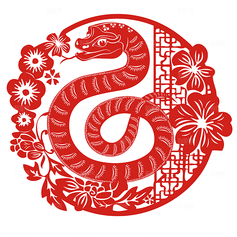 蛇年窗花蛇年剪纸蛇元素