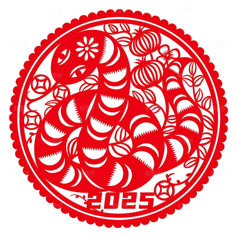 蛇年窗花蛇年剪纸蛇元素