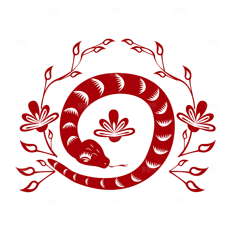 蛇年窗花蛇年剪纸蛇元素