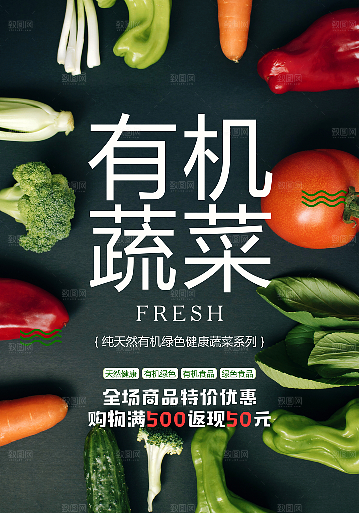 有机蔬菜宣传海报设计素材