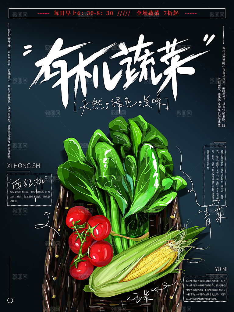 绿色有机蔬菜宣传广告海报
