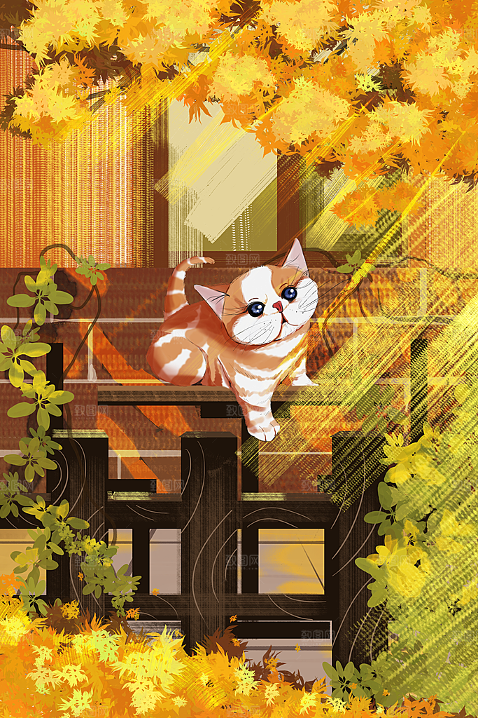 立秋插画宣传海报设计素材