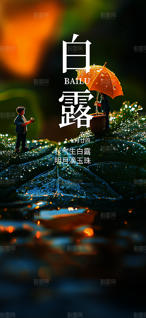 简约风传统白露二十四节气海报