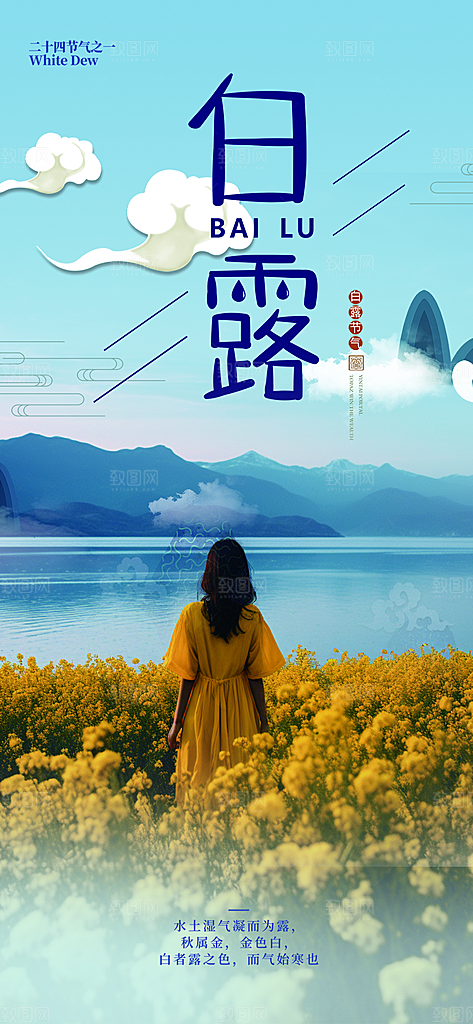 简约风传统白露二十四节气海报
