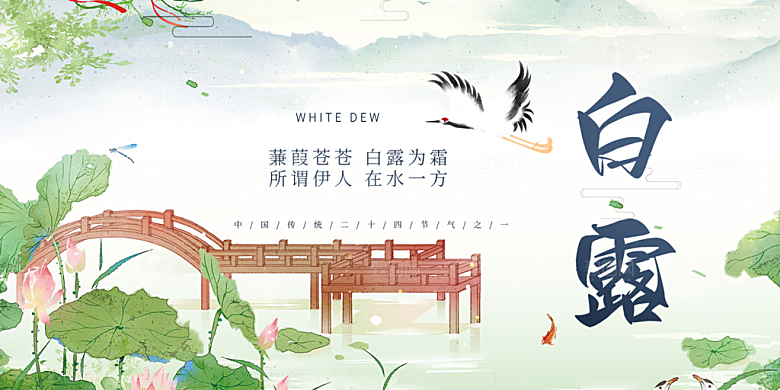简约风传统白露二十四节气展板