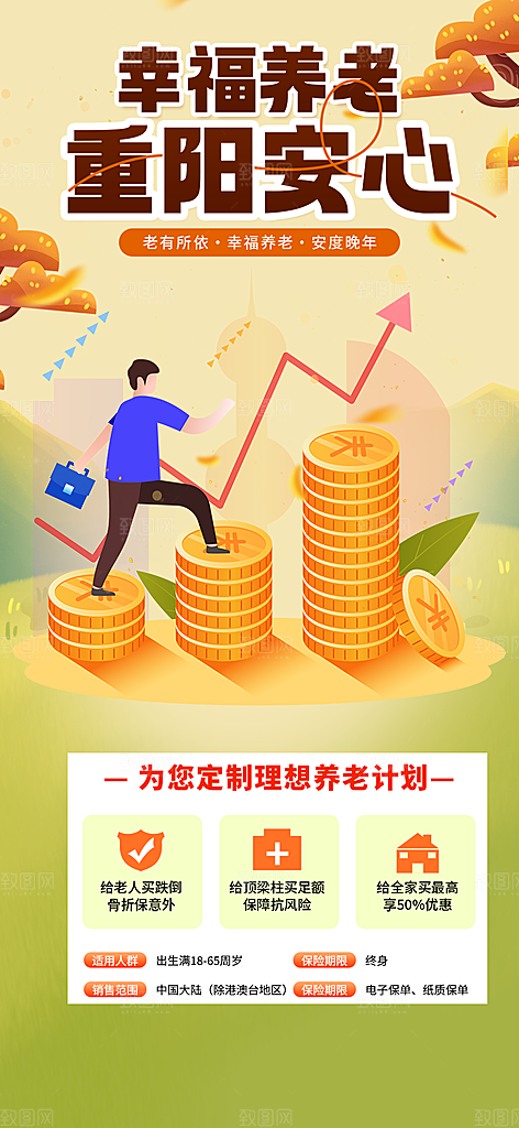 优惠养老理财保险促销海报