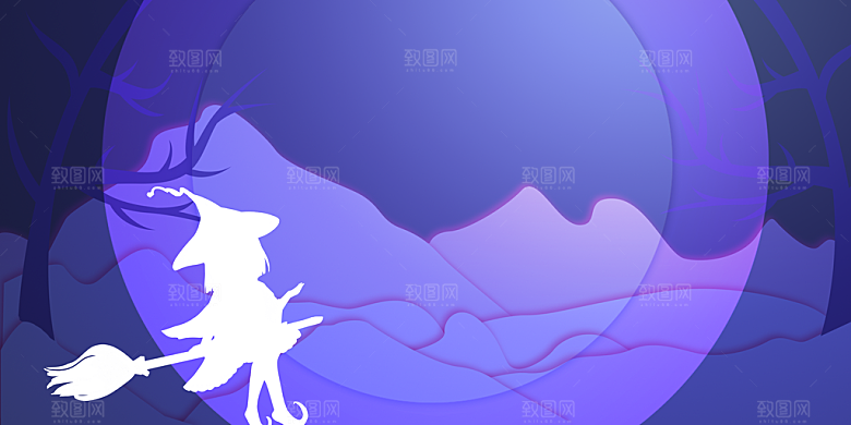 万圣节主题月亮城堡蝙蝠鬼南瓜灯元素背景