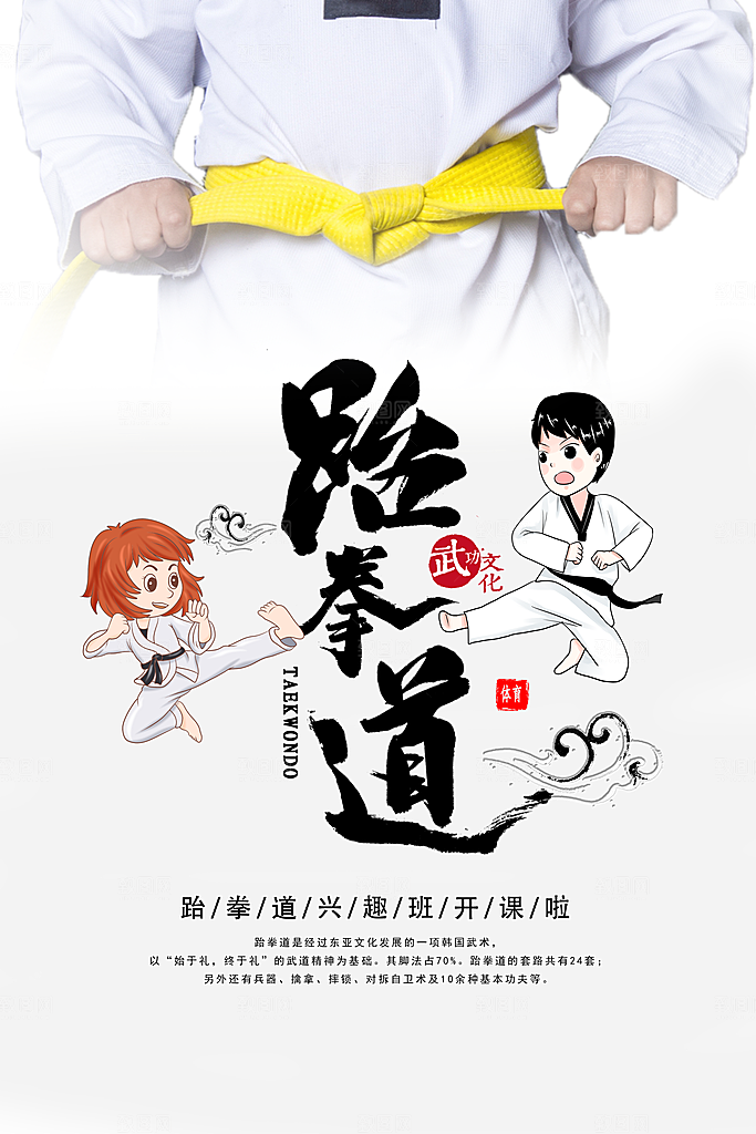 清新跆拳道运动宣传海报