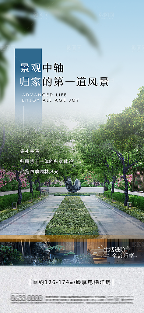 地产电梯洋房价值点系列海报