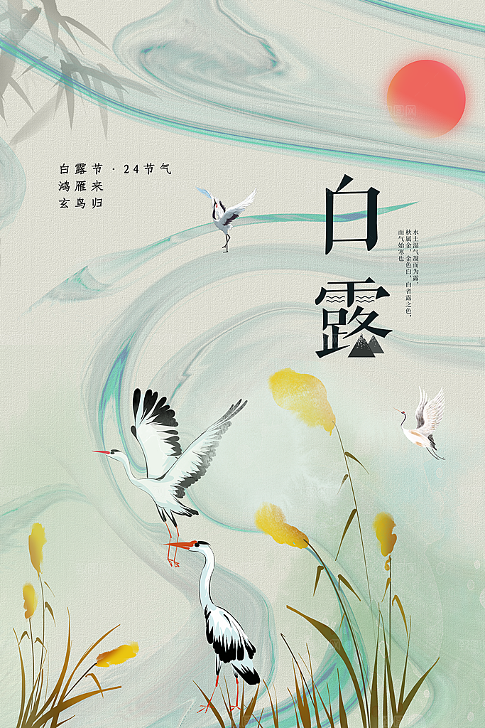 白露节气传统海报