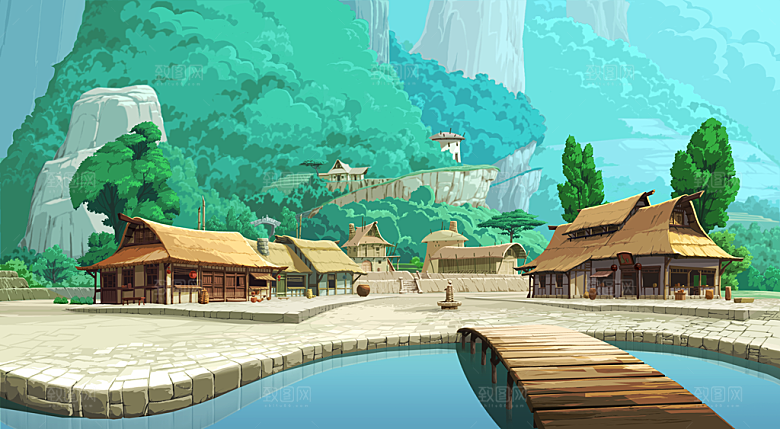 手绘动漫场景设计