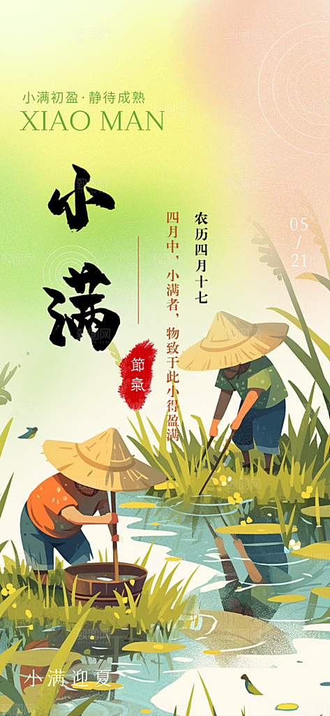 大气传统小满二十四节气海报