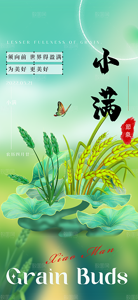 大气传统小满二十四节气海报