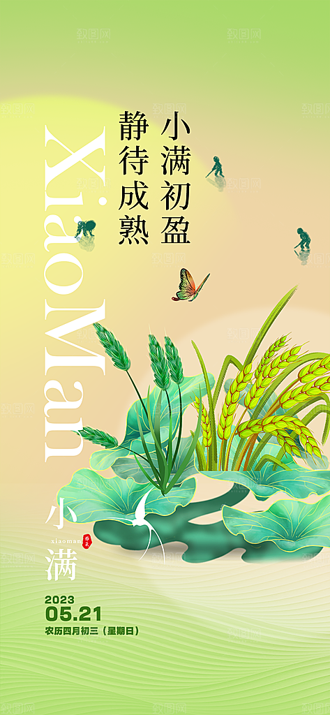 大气传统小满二十四节气海报