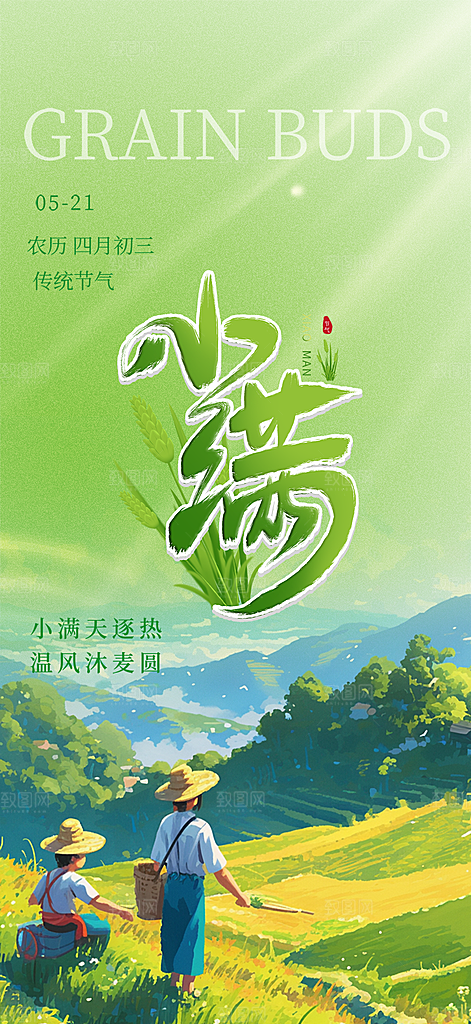 大气传统小满二十四节气海报