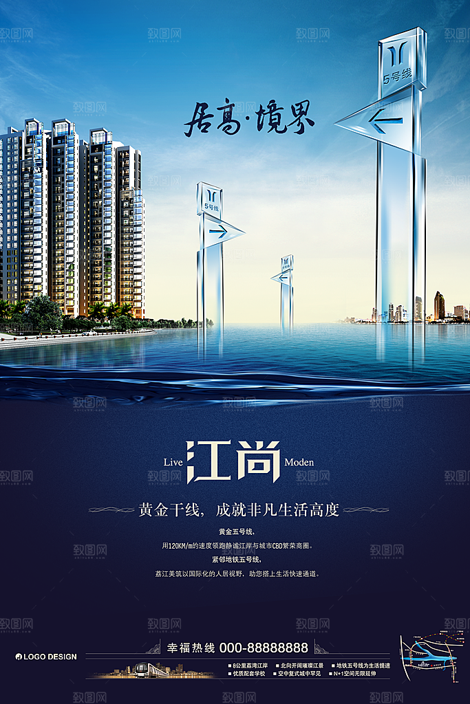 地产海景房宣传海报展板设计