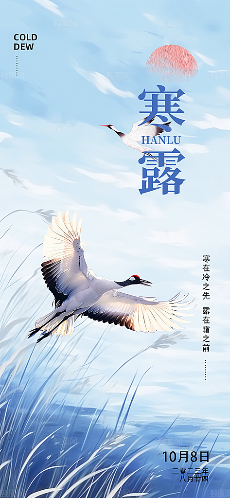二十四节气寒露节日节庆海报模板