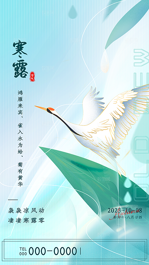 二十四节气寒露节日节庆海报模板