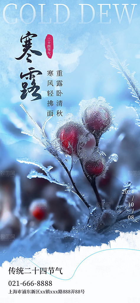 二十四节气寒露节日节庆海报模板