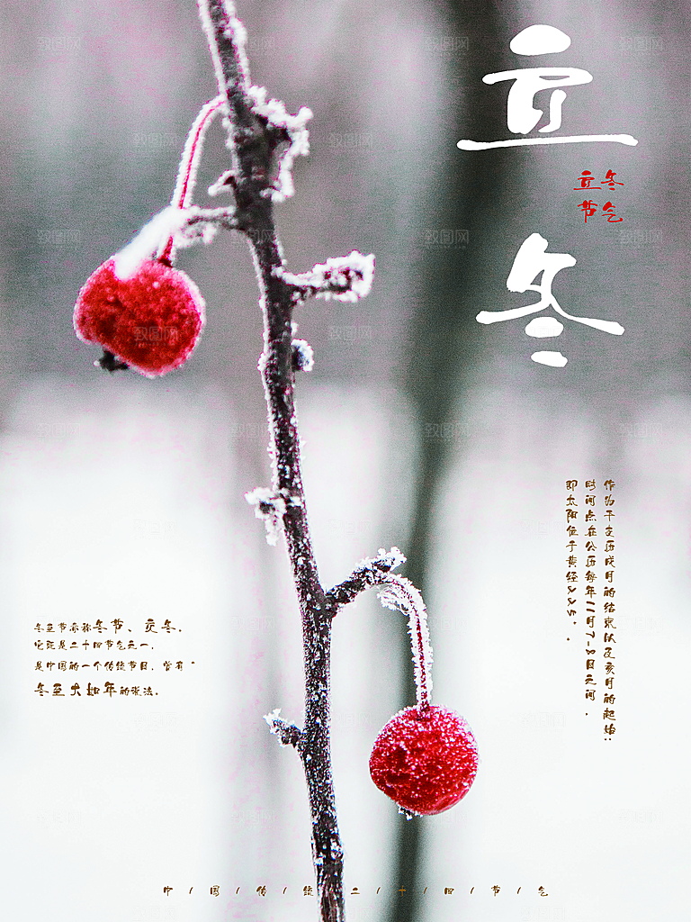 立冬节气简约大气海报