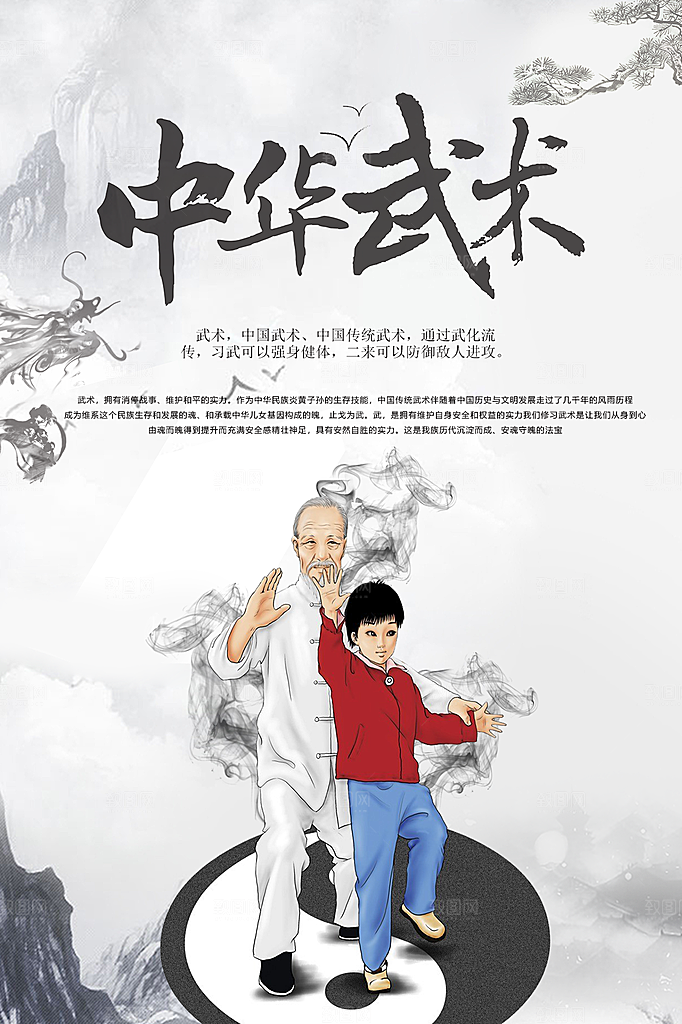 清新武术武功宣传海报