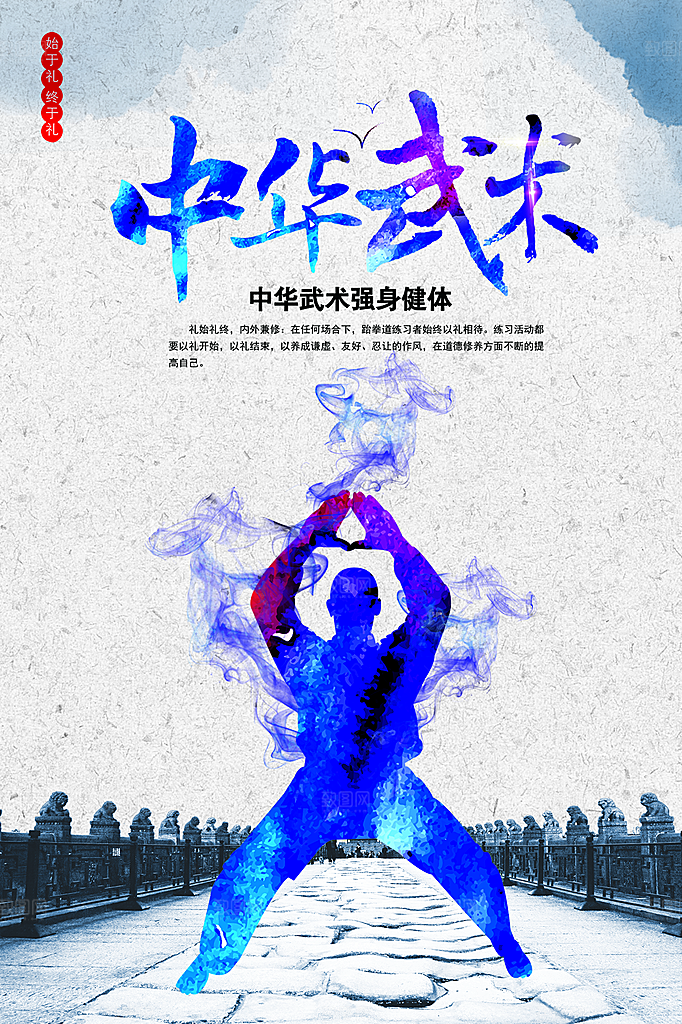 清新武术武功宣传海报