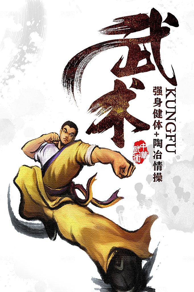 清新武术武功宣传海报