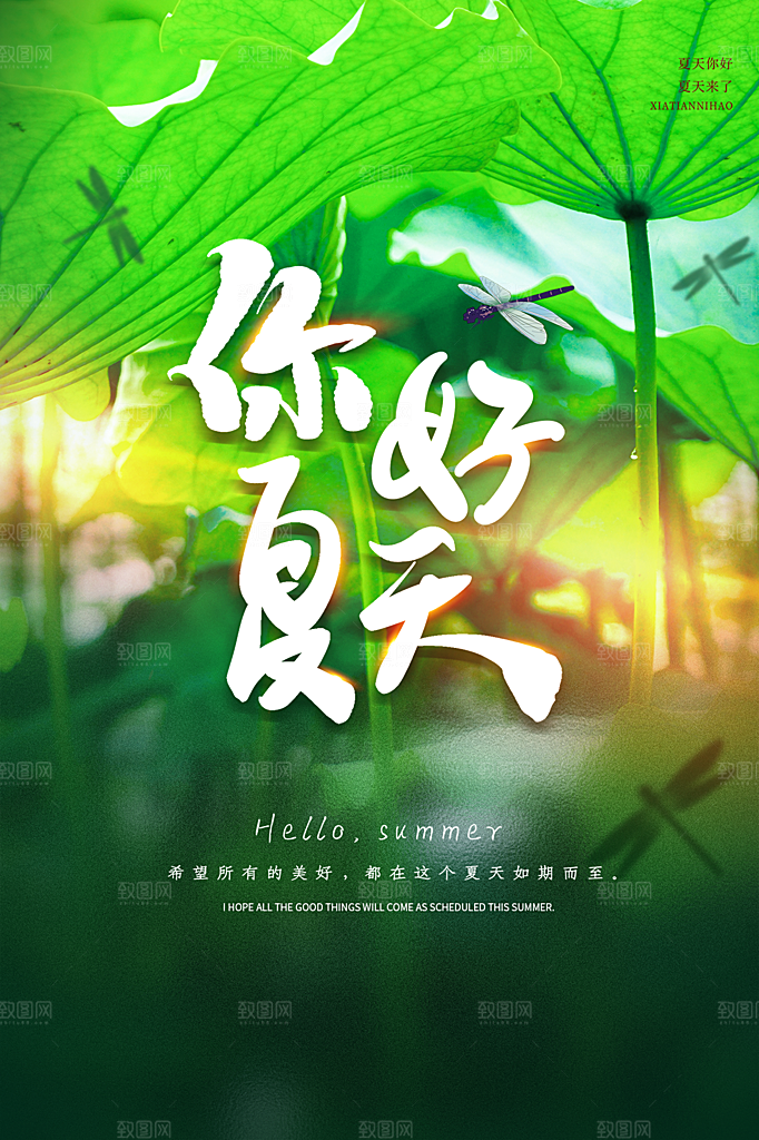 高端夏天你好宣传海报