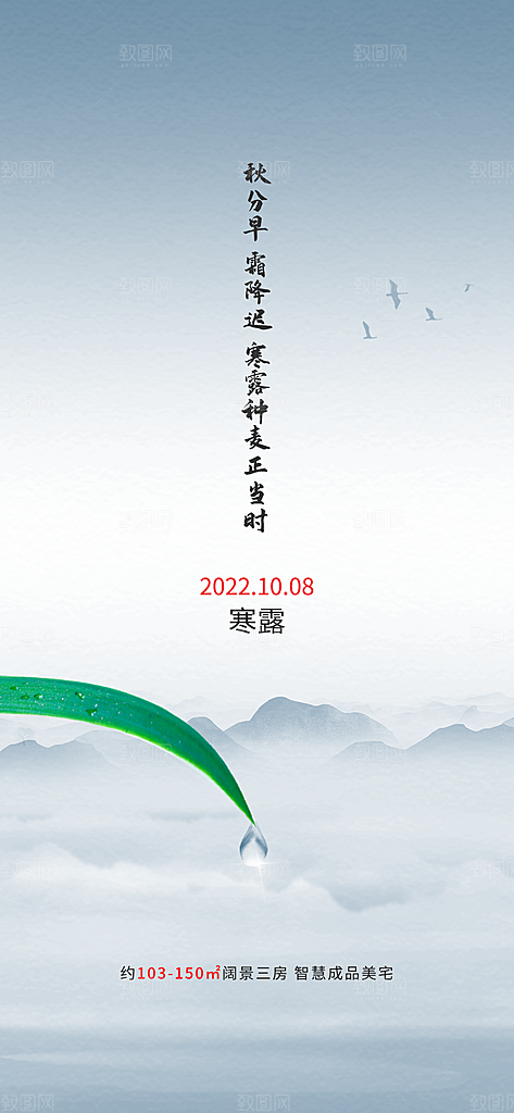 寒露节气简约大气海报
