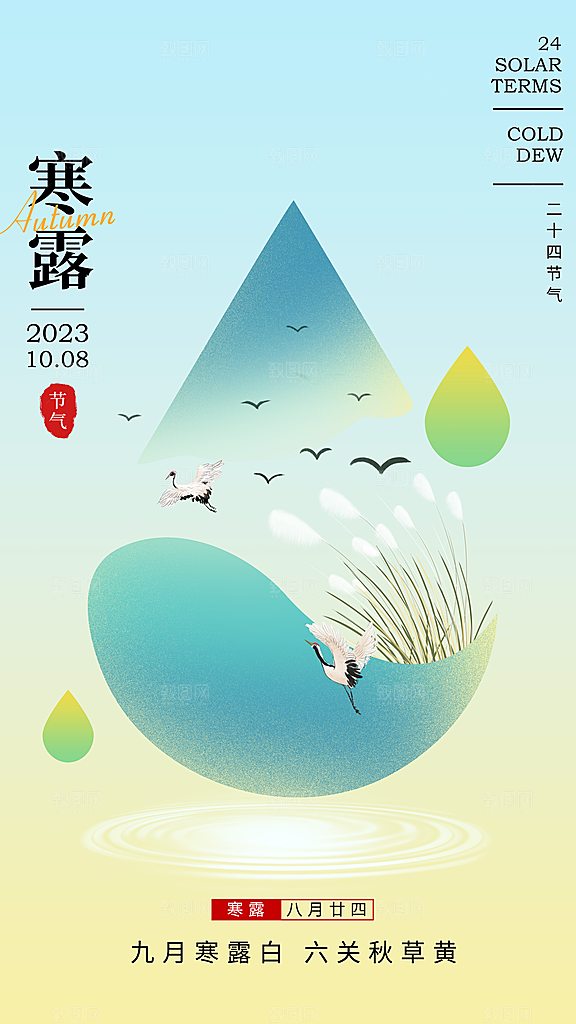 传统节气寒露海报模版