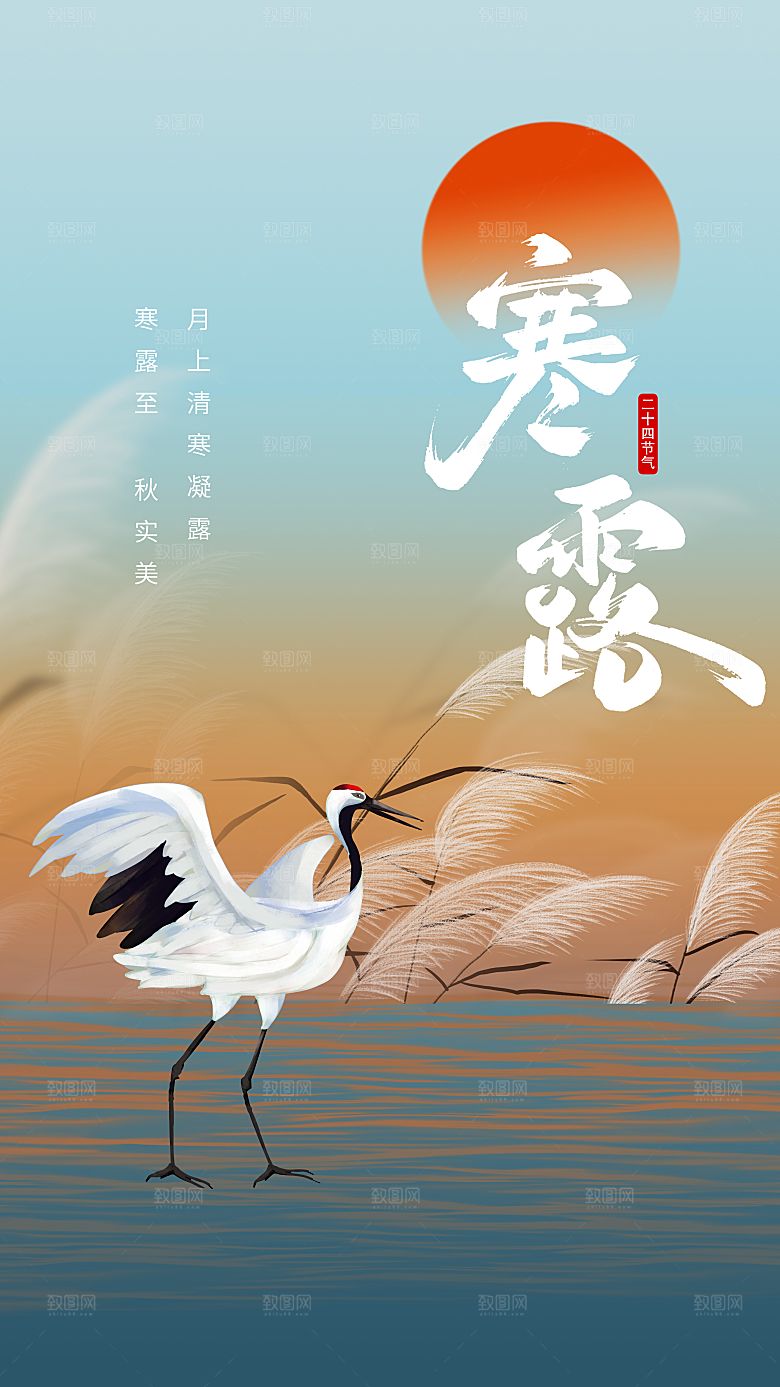 寒露节气简约大气海报