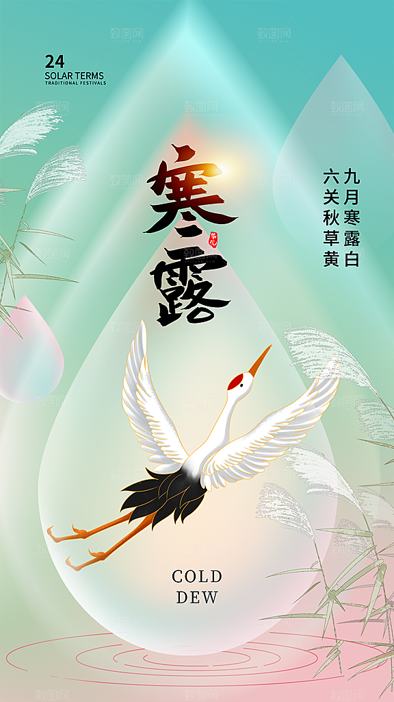 传统节气寒露海报模版