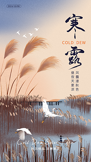 寒露节气简约大气海报