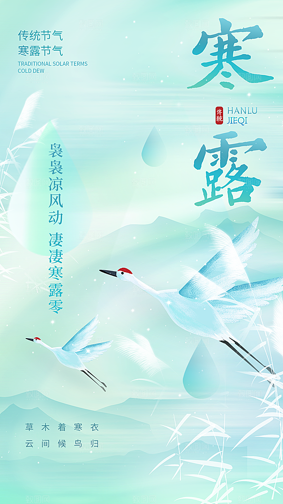 寒露节气简约大气海报