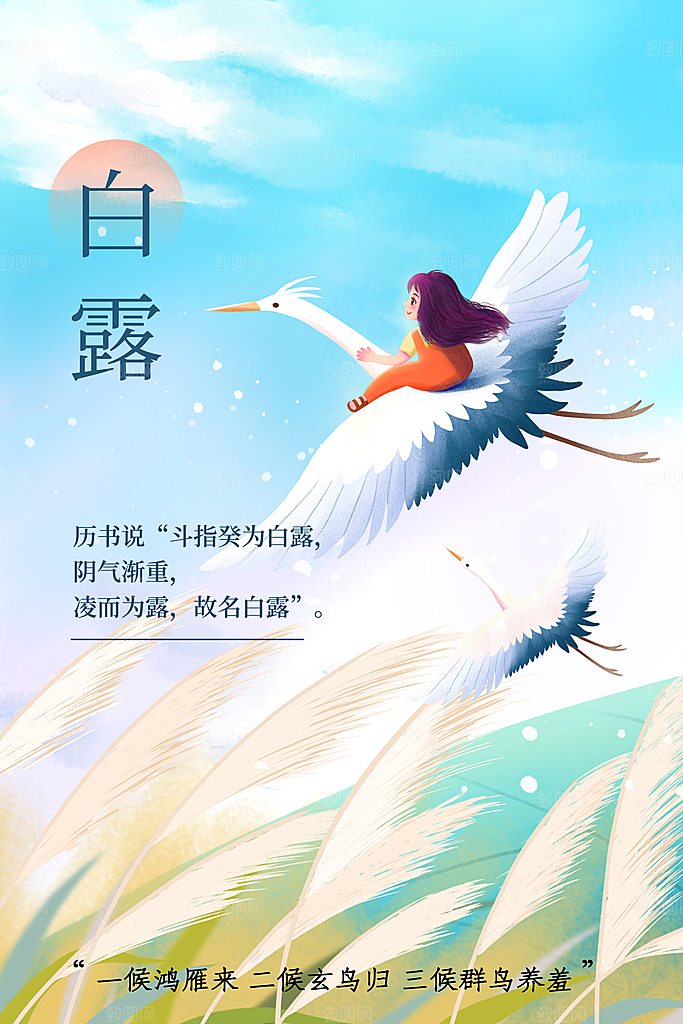 白露节气传统海报